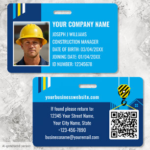 Badge Code QR de travail d'identification de constructio