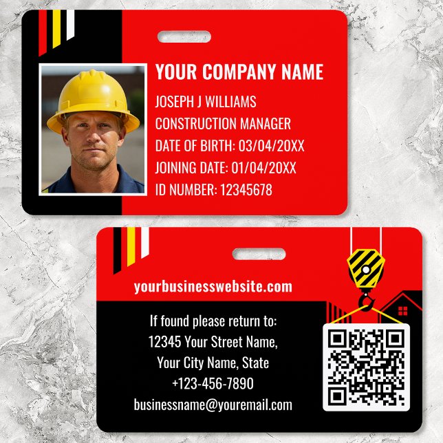 Badge Code QR de travail ID Construction personnalisée R (Créateur téléchargé)