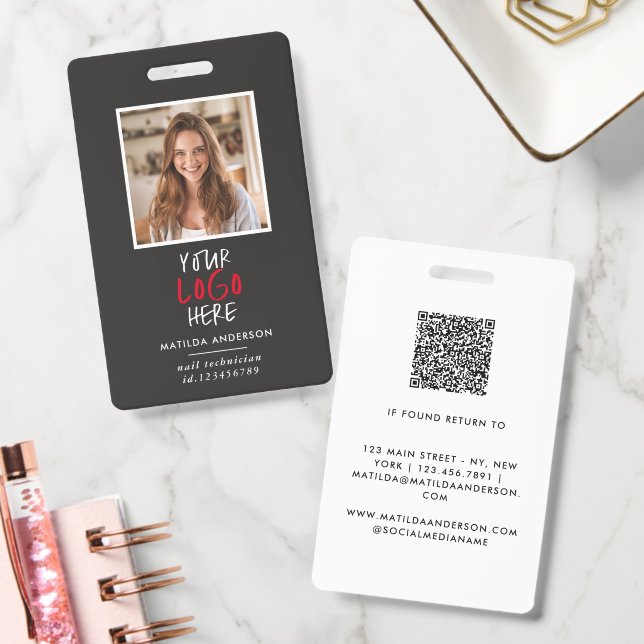 Badge Code QR d'employé à logo personnalisé pour les ent (Bureau)