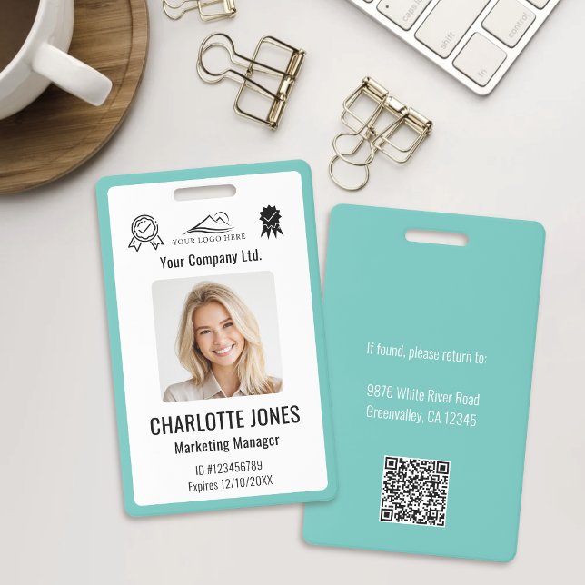 Badge Code QR d'employé de logo d'entreprise personnalis (Créateur téléchargé)