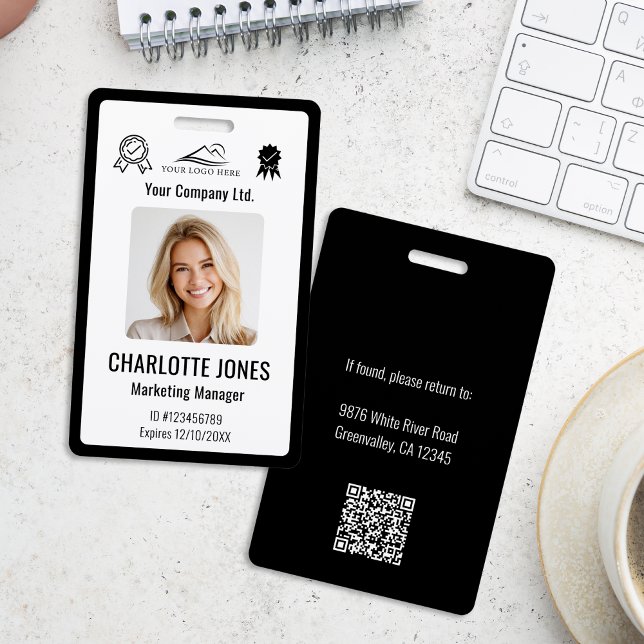 Badge Code QR d'employé de logo d'entreprise personnalis (Créateur téléchargé)