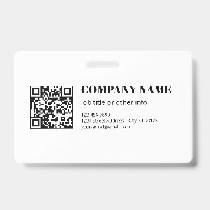 Badge Code QR d'entreprise & Texte Rétro-Moderne Modifia