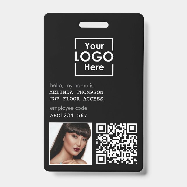 Badge Code QR d'identification de l'entreprise de photo  (Avant)