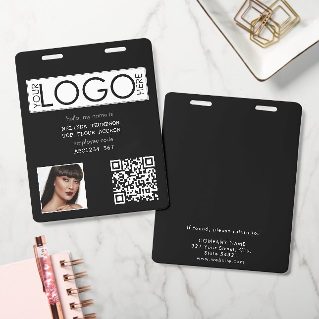 Badge Code QR d'identification de l'entreprise pour phot (Bureau)