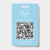 Code QR d'identité d'employé bleu clair simple
