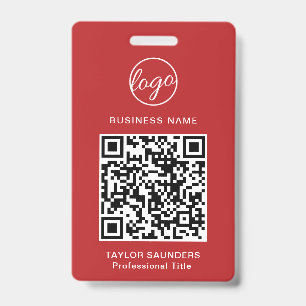 Badge Code QR d'identité d'employé Simple Red
