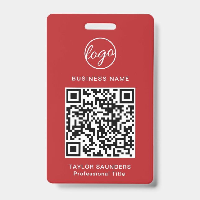 Badge Code QR d'identité d'employé Simple Red (Avant)