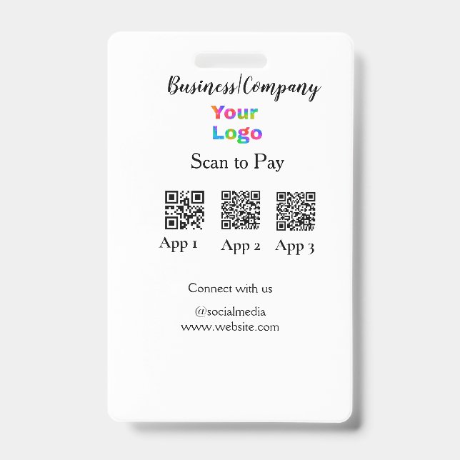 Badge Code QR du logo de l'entreprise pour le paiement p (Avant)