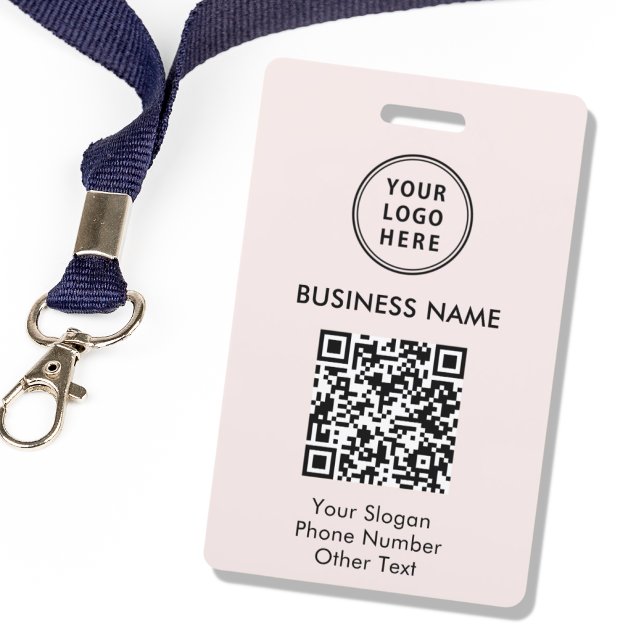 Badge Code QR du logo de l'entreprise rose (Créateur téléchargé)