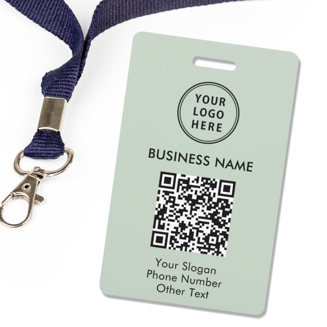 Badge Code QR du logo de l'entreprise Vert Sauge (Créateur téléchargé)