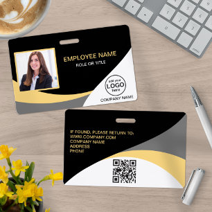 Badge Code QR Employé d'Entreprise Noir Jaune Photo