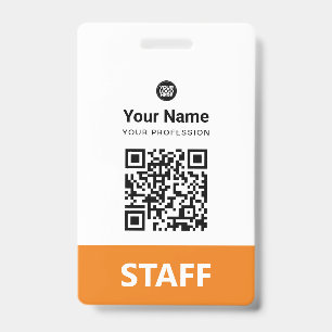 Badge Code QR employé Orange, Code-barres, Logo, Nom