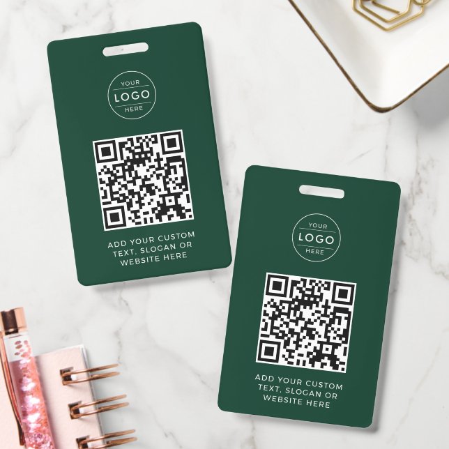 Badge Code QR Forest Green Logo personnalisé de l'entrep (Bureau)