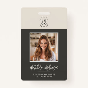 Badge Code QR gris beige moderne photo minimale abstrait