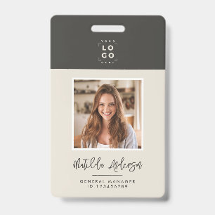 Badge Code QR gris beige moderne photo minimale abstrait