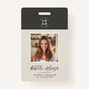 Badge Code QR gris beige moderne photo minimale abstrait