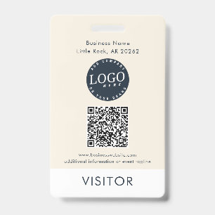 Badge Code QR Logo de l'entreprise ID Visiteur Moderne