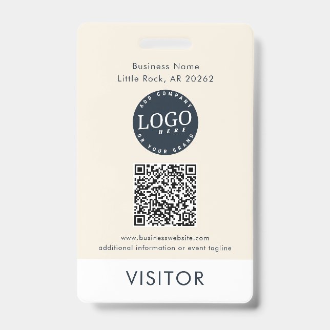 Badge Code QR Logo de l'entreprise ID Visiteur Moderne (Avant)