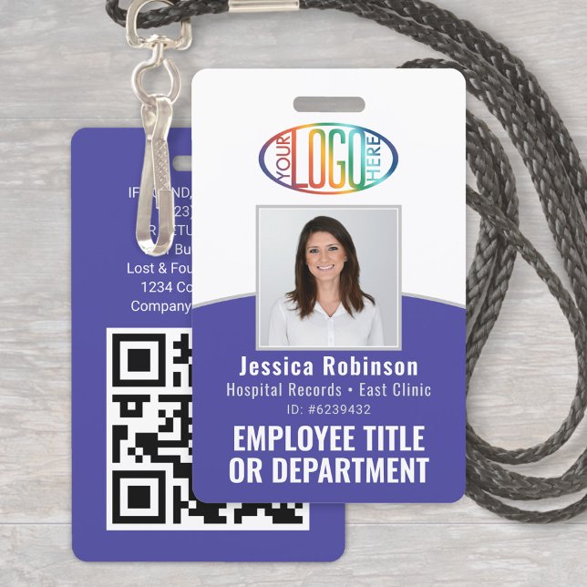 Badge Code QR Logo de l'entreprise Photo d'identité prof (Créateur téléchargé)