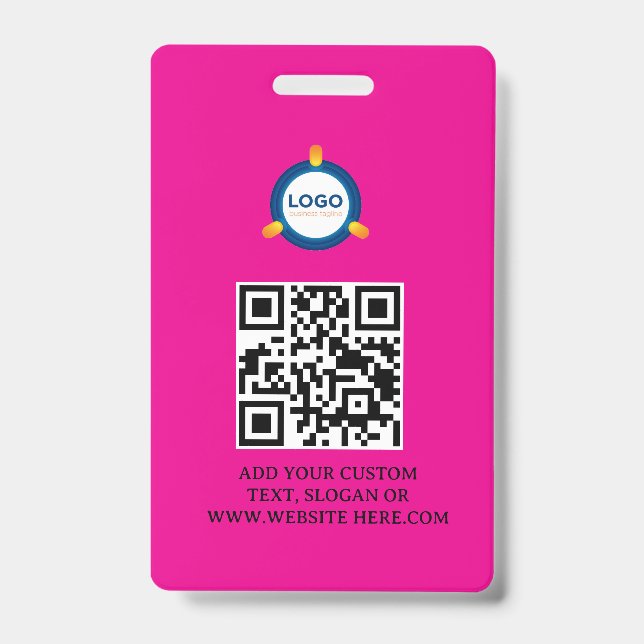 Badge Code QR | Logo d'entreprise moderne noir Evénement (Avant)
