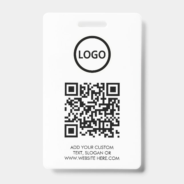 Badge Code QR | Logo d'entreprise moderne noir pour évén (Avant)