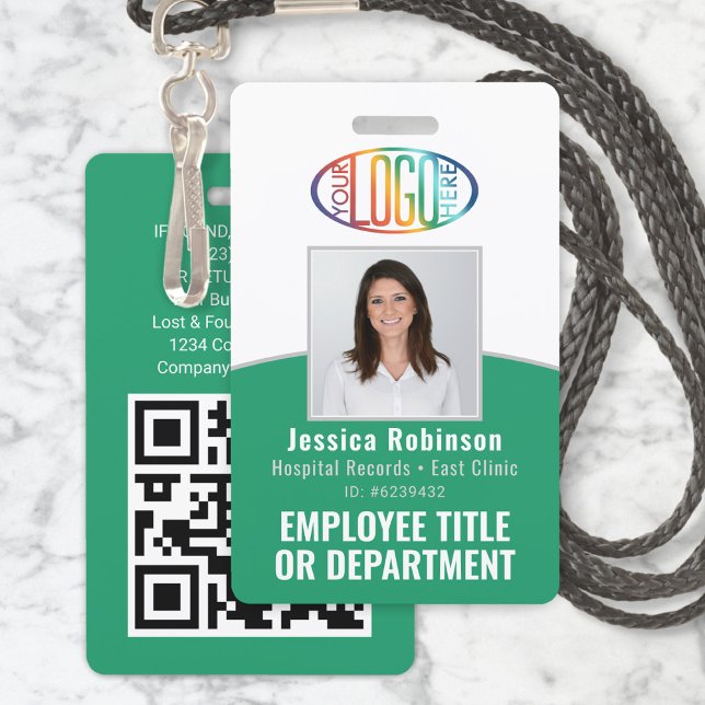 Badge Code QR Logo d'entreprise Photo d'identité de l'em (Créateur téléchargé)