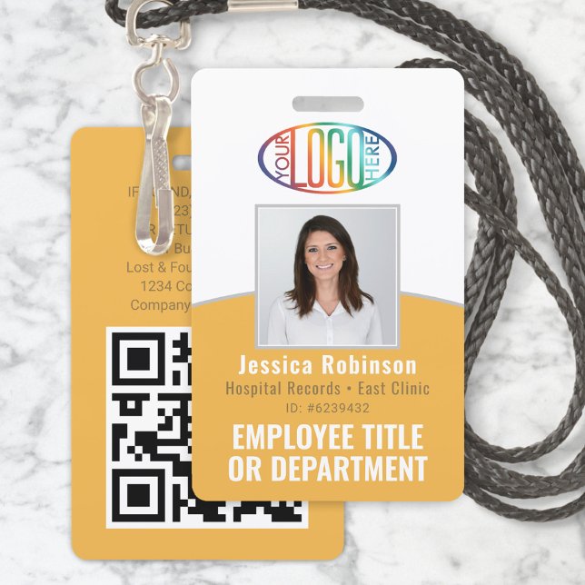 Badge Code QR Logo d'entreprise Photo d'identité du pers (Créateur téléchargé)