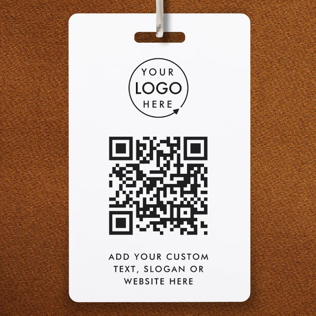 Badge Code QR | Logo d'entreprise Professionnel Simple B (Versatile ID badge template with interactive QR code & your company branding.)