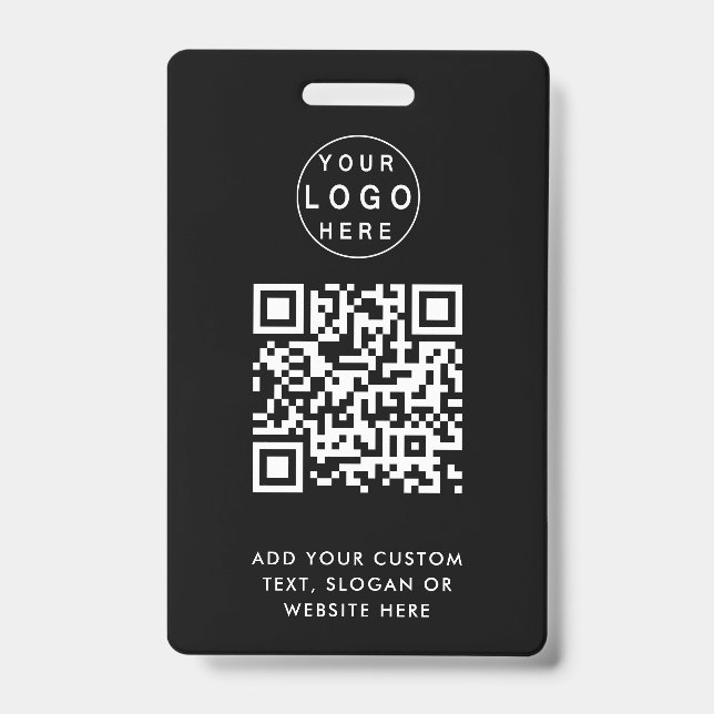 Badge Code QR | Logo d'événement commercial moderne noir (Avant)
