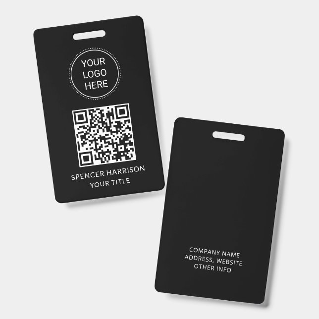 Badge Code QR Logo Entreprise Événement Commercial (Avant & arrière)