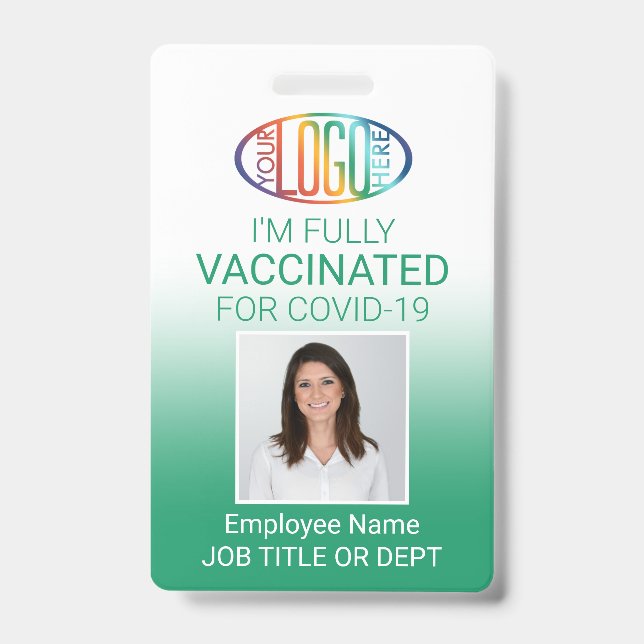 Badge Code QR Logo Identifiant photo Col Vin Vaccin Vert (Avant)