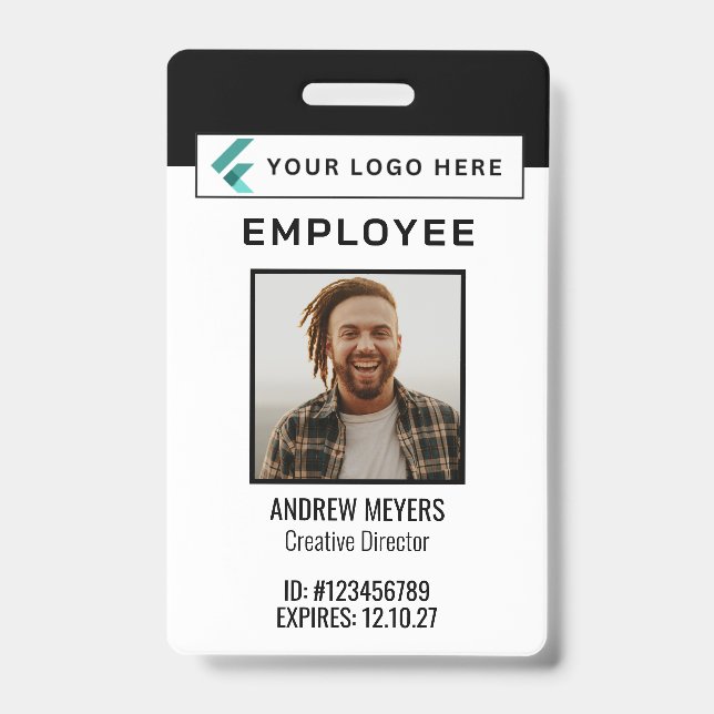 Badge Code QR Logo Photo d'entreprise Employé (Avant)