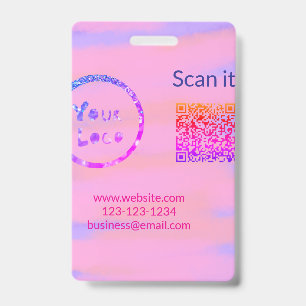 Badge Code QR minimal simple ajouter un logo nom de code