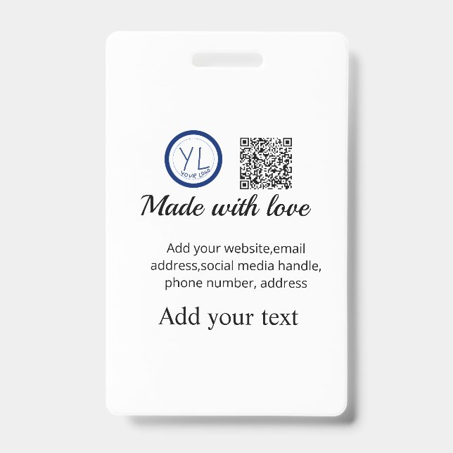 Badge Code QR minimal simple ajoutez logo scannez nom du (Avant)