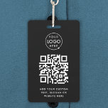 Badge Code QR | Modern Black Business Logo Event<br><div class="desc">Un simple modèle de code QR d'entreprise noire personnalisé dans un style minimaliste moderne qui peut être facilement mis à jour avec le logo de votre entreprise,  le code QR et le texte personnalisé,  par exemple,  scannez-moi vers...  #QRcode #logo #badge #business</div>