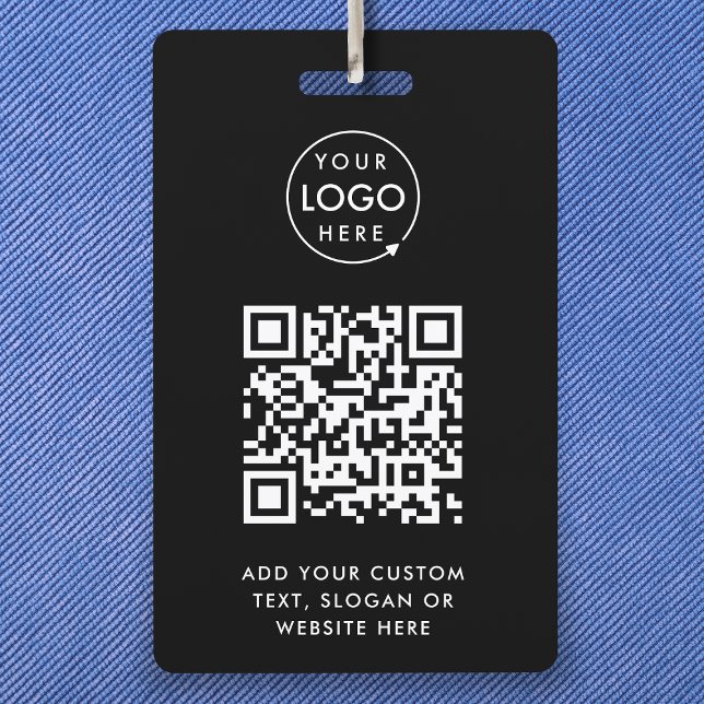 Badge Code QR | Modern Black Business Logo Event (Créateur téléchargé)
