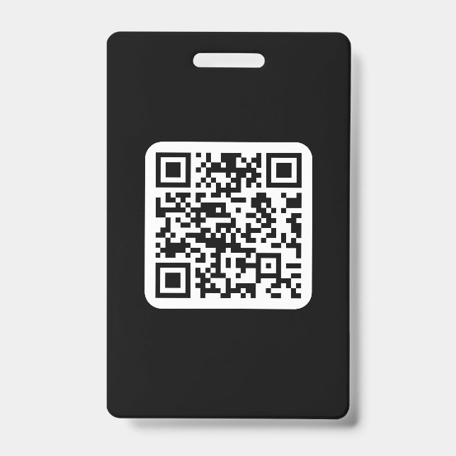 Badge Code QR moderne éditable | Noir Blanc ou toute cou (Avant)