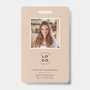 Badge Code QR moderne minimaliste abstrait photo beige