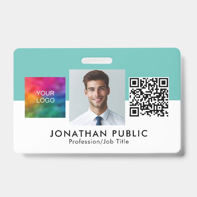 Badge Code QR personnalisable avec logo de l'entreprise  (Avant)