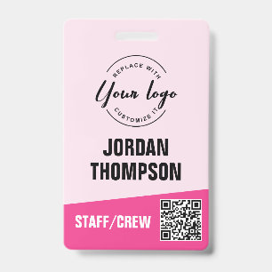 Badge Code QR personnalisé avec logo rose pour événement