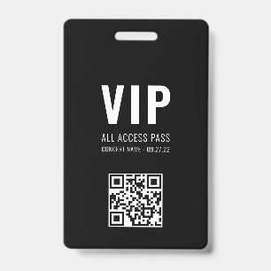 Badge Code QR personnalisé Carte VIP VIP tout accès