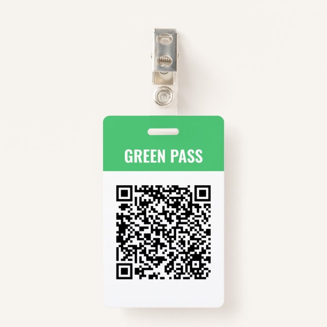 Badge Code Qr personnalisé Covid Green Pass (Devant avec clip)