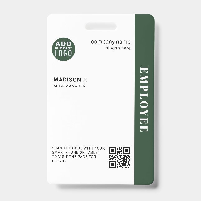 Badge Code QR personnalisé d'identifiant d'employé d'ent (Avant)