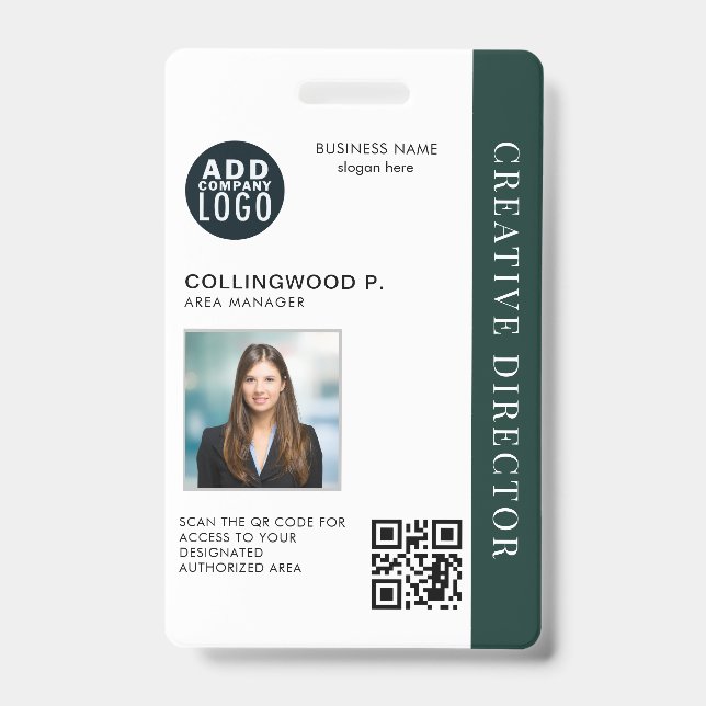Badge Code QR personnalisé ID photo employé (Avant)