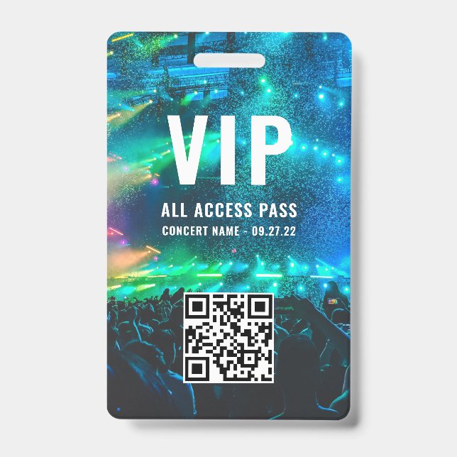 Badge Code QR personnalisé Photo Blanc VIP Accès illimit (Avant)