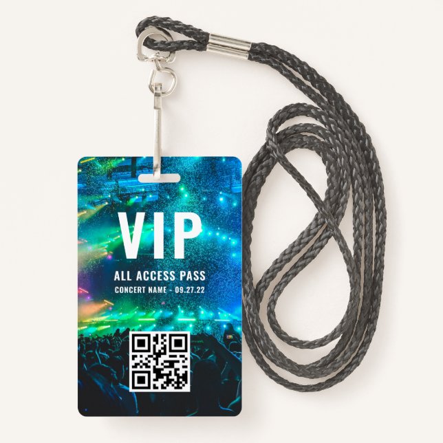 Badge Code QR personnalisé photo VIP blanc Tous accès (Devant avec lanière)