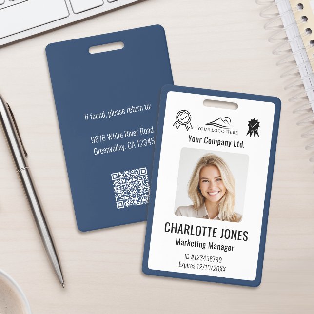 Badge Code QR personnalisé pour employés avec logo d'ent (Créateur téléchargé)