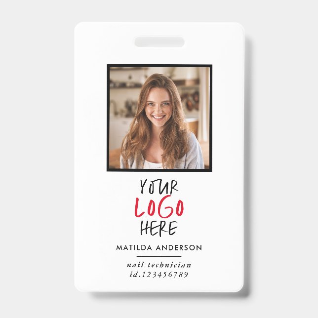 Badge Code QR personnalisé pour employés avec logo perso (Avant)