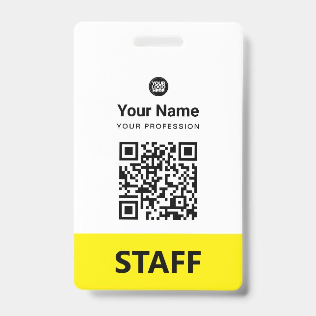 Badge Code QR personnalisé pour employés, Code-barres, L (Avant)