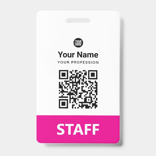 Badge Code QR personnalisé pour employés, Code-barres, L (Avant)